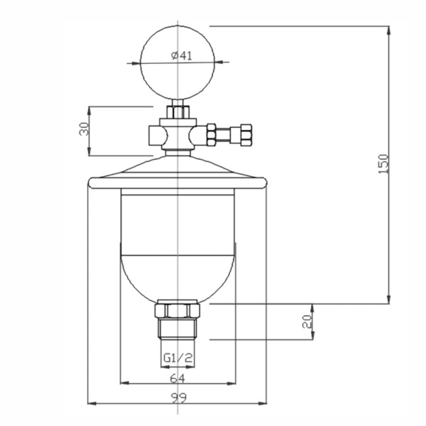 Компенсатор (гаситель) гидроударов мембранный с манометром НР 1/2" Valtec