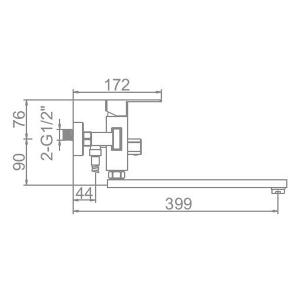 Смеситель для ванны Ledeme L72233 с длинным изливом