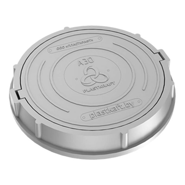 Люк легкий канализационный 3.0 т Plastkraft (Сандкор) серый