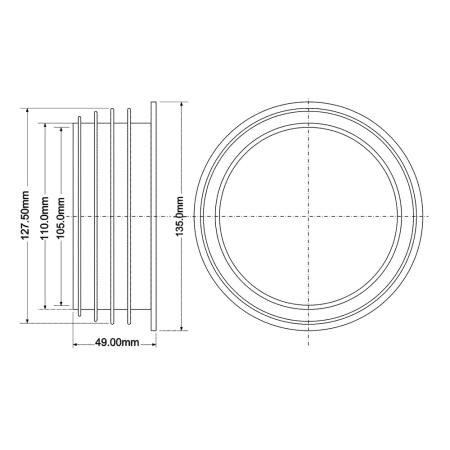 Манжета резиновая переходная 110 х 127 мм на чугунную трубу McAlpine