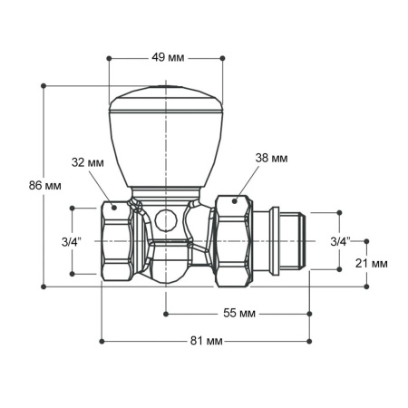 Клапан ручной прямой для радиаторов 3/4" GIACOMINI R6TG