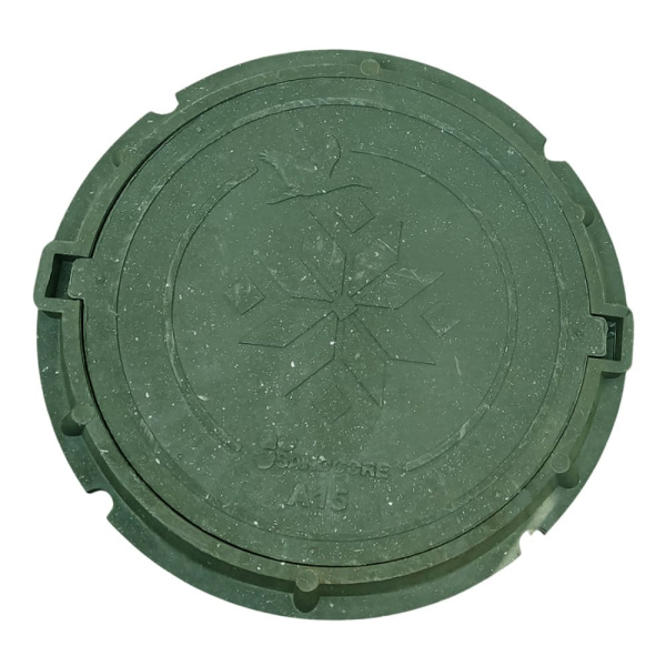 Люк садовый канализационный 1.5 т, h60/25, Plastkraft (Сандкор) зеленый