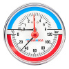 Термоманометр аксиальный с запорным клапаном 1/2" (6 bar), d80, 120°С, VARMEGA