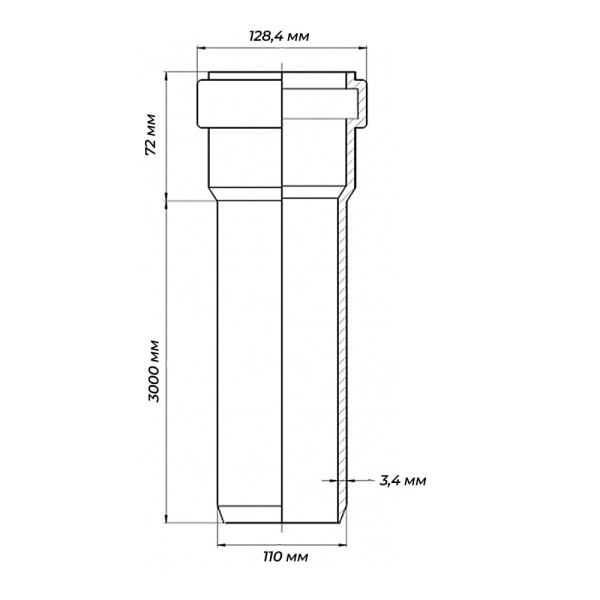 Труба ПП для ливневой канализации 110 х 3000 х 3.4 мм SN10/3 Атм Ostendorf KG 2000EM