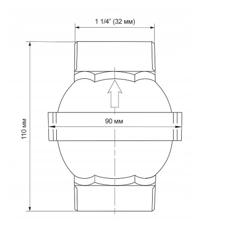 Клапан обратный шаровой Tech-Pol ZR32 для отопления