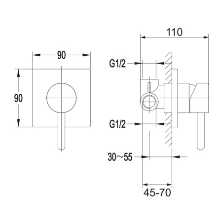 Смеситель для душа скрытого монтажа Omnires Y Y1245/КCR