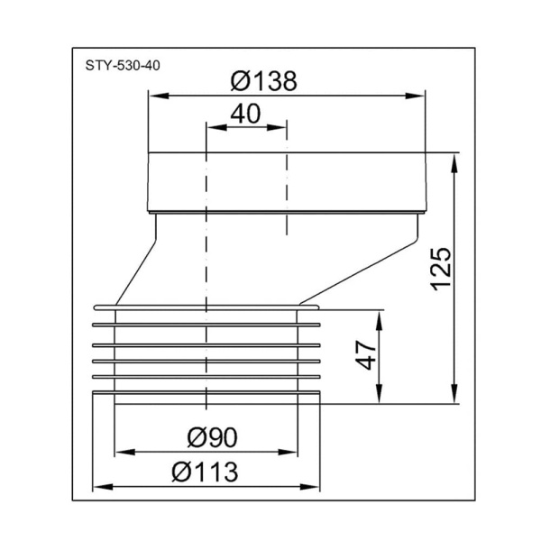 Патрубок для унитаза эксцентрический 40 мм STYRON Патрубок для унитаза эксцентрический 40 мм STYRON