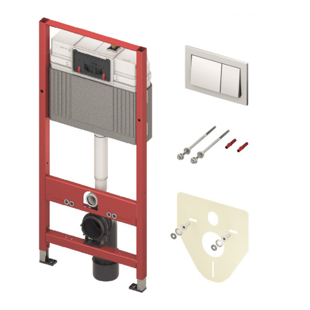 Инсталляция для унитаза TECE Base kit с панелью смыва easy fit и глянцевой хромированной кнопкой TECEbase, арт. 9.400.406