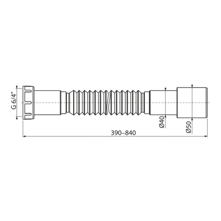 Гибкое соединение 1 1/2" х 40/50 Alcaplast A770 пластмасса
