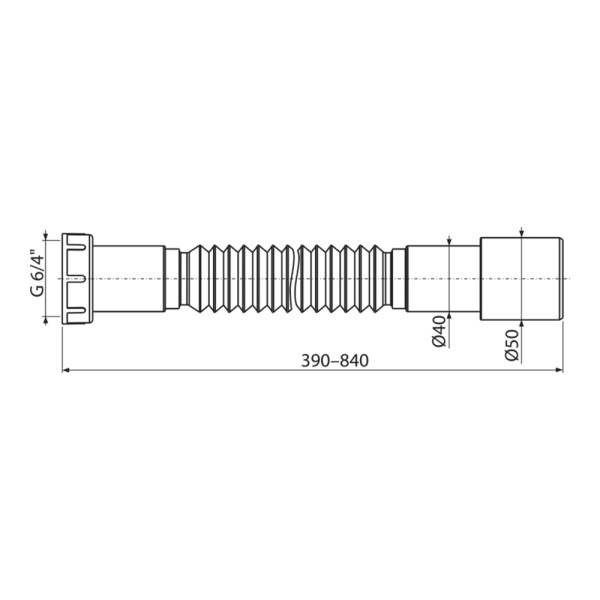 Гибкое соединение 1 1/2" х 40/50 Alcaplast A770 пластмасса