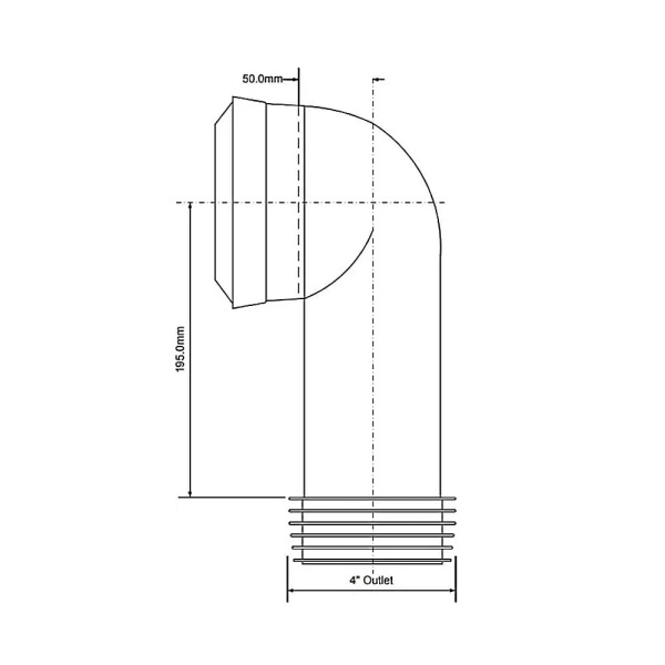 Колено для унитаза удлиненное 90° х 110 мм гибкое с манжетой McALPINE