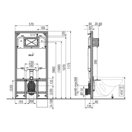 Инсталляция для подвесного унитаза Alcaplast AM1101/1200