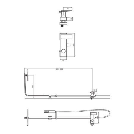 Душевая система Omnires Parma BLACK PM7444BL черная