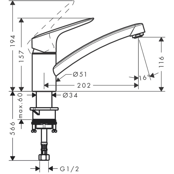 Смеситель для кухонной мойки Hansgrohe Logis M31 71830000