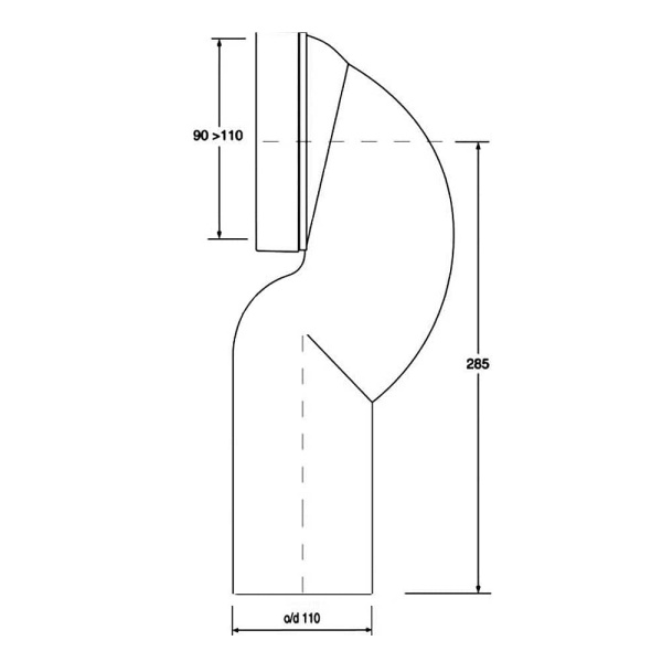Колено для унитаза 90°, L 285 мм McALPINE HC42-P