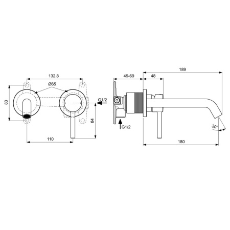 Смеситель встраиваемый для умывальника Ideal Standard Ceraline Black