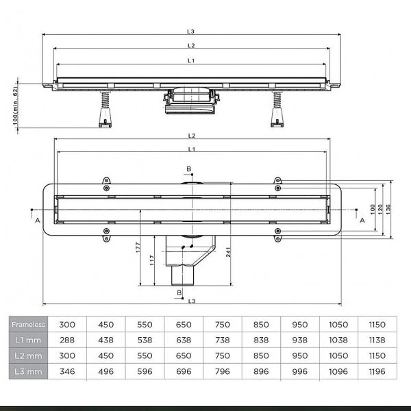 Душевой трап линейный 750 мм 2в1 PestanConfluo Frameless Line MATTE BLACK (чёрный матовый / под плитку)