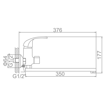 Смеситель для ванны Ledeme L2235 с длинным изливом 350 мм хром