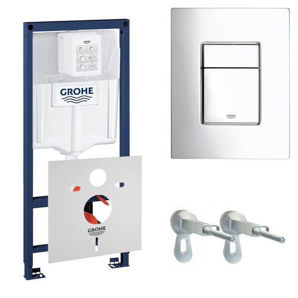 Инсталляция для навесного унитаза GROHE Rapid SL с квадратной панелью смыва Skate Cosmopolitan (3 режима), комплект 4 в 1 38775001