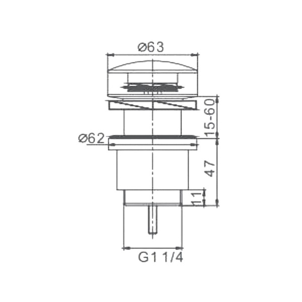 Донный клапан 1 1/4" металлический с переливом TIM BAR0502B
