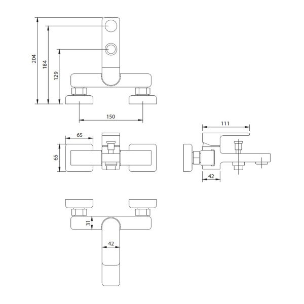 Смеситель для ванны Omnires Baretti BA7830CR