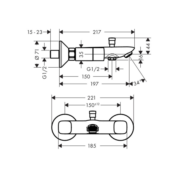 Смеситель для ванны Hansgrohe Logis 71243000