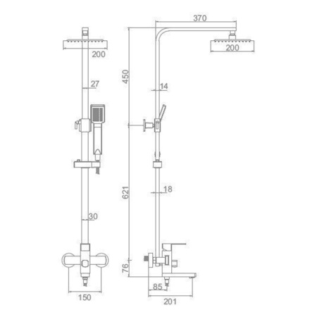Душевая система Ledeme L72433 со смесителем и тропическим душем