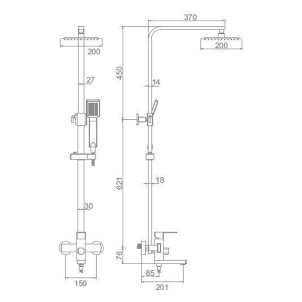 Душевая система Ledeme L72433 со смесителем и тропическим душем