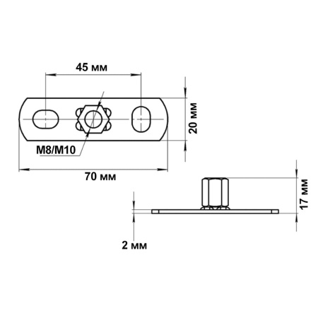 Подпятник усиленный с гайкой М8/М10 TANERS Подпятник усиленный с гайкой М8/М10 TANERS
