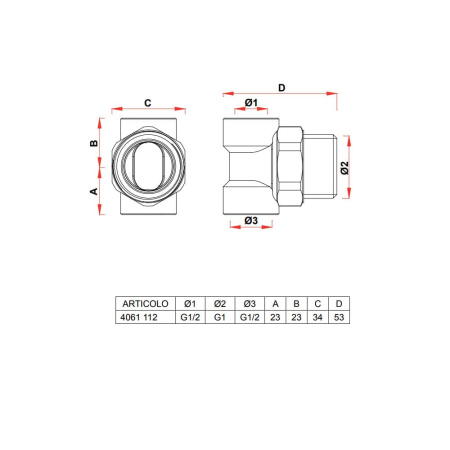 Узел для подсоединения коллекторов  1/2"ВР х 1"НР х 1/2"ВР хромированный FAR