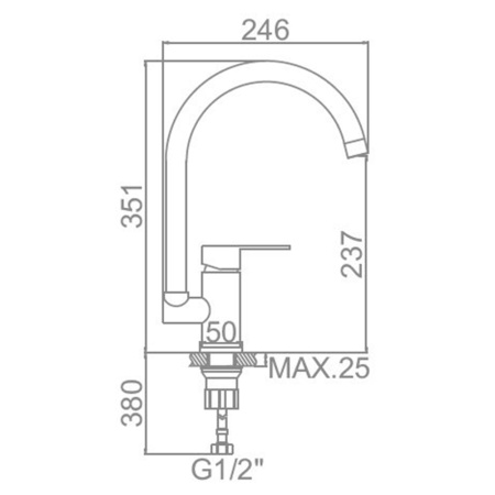 Смеситель для кухонной мойки Ledeme L74003 высокий