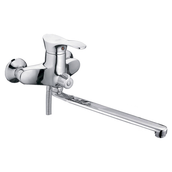 Смеситель для ванны Ledeme L2201 с длинным изливом 400 мм хром