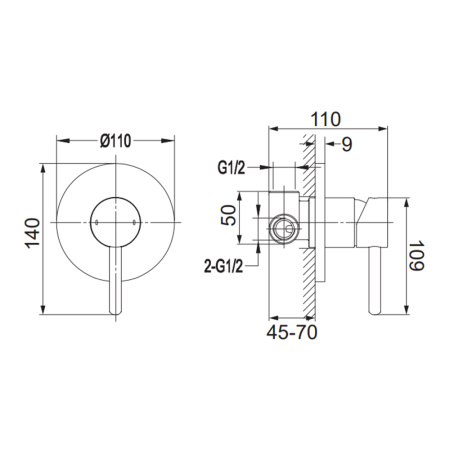 Смеситель для душа скрытого монтажа Omnires Y Y1245CR