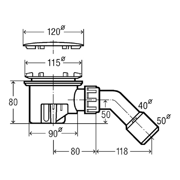 Сифон для душевого поддона хромированный 120 х 40/50 мм Tempoplex Viega Сифон для душевого поддона хромированный 120 х 40/50 мм Tempoplex Viega