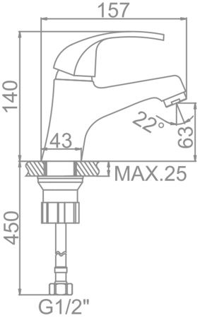 Смеситель для умывальника Ledeme L1035 хром