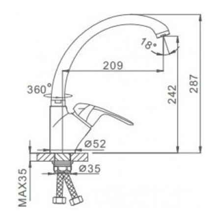 Смеситель для кухонной мойки Frap F4105-2 высокий хром