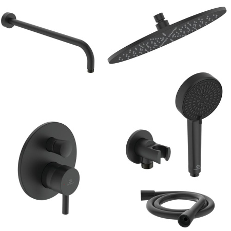 Душевая система скрытого монтажа Ideal Standard Ceraline Black 6 в 1, чёрный (верхний душ 300 мм)