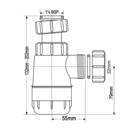 Полусифон для умывальника McALPINE 1 1/4" х 32 мм без выпуска