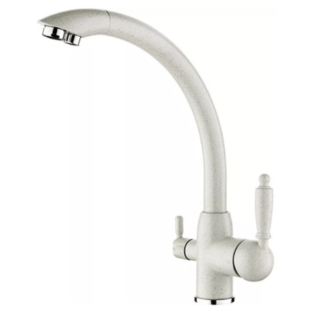 Смеситель для кухонной мойки Ledeme L4455W-3 с выходом для питьевой воды молочный матовый