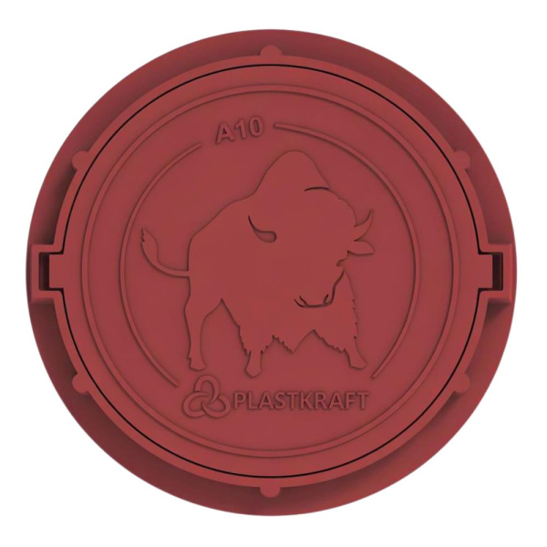 Люк газонный канализационный 1.5 т, d765, h60/21, Пласткрафт (Сандкор) красный