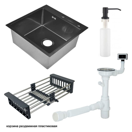 Мойка кухонная WISENT WS-35848B Графит (580 х 480 х 220 мм)