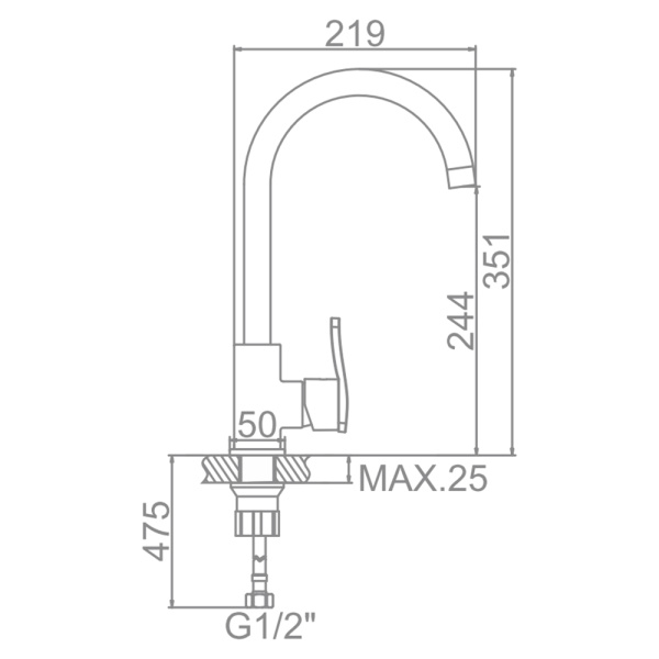 Смеситель для кухонной мойки Ledeme L4598 хром