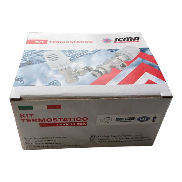 Комплект термостатический 1/2" осевой угловой, арт. 82KITNAD061100 ICMA Комплект термостатический 1/2" осевой угловой, арт. 82KITNAD061100 ICMA