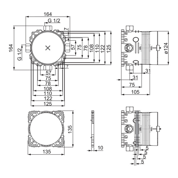 Корпус смесителя для ванны и душа Oras Bluebox 2080