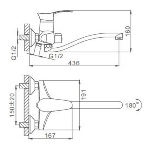 Смеситель для ванны Frap F2201-1 с длинным изливом сатин