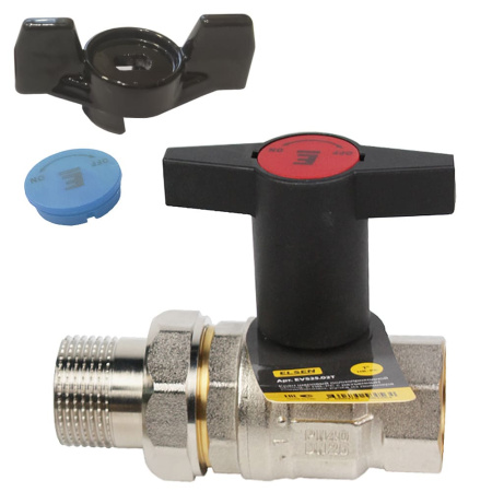 Кран шаровой полнопроходной с американкой Strong 1/2" НР/ВР, Т-образная высокая ручка, ELSEN