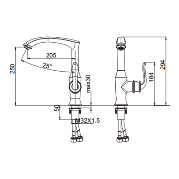 Смеситель для кухонной мойки Gerhans K14083 высокий хром