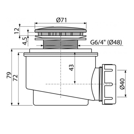 Сифон для душевого поддона DN50 Alcaplast A47CR-50, хром