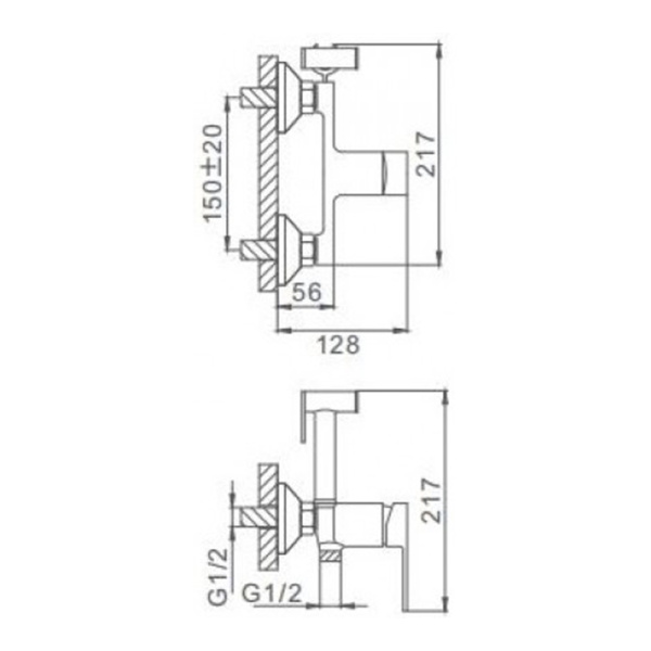 Смеситель с гигиеническим душем для ванной Frap F2041-4 хром Смеситель с гигиеническим душем для ванной Frap F2041-4 хром
