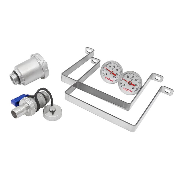 Гидравлический разделитель с воздухоотводчиком и дренажным краном, 40 кВт (нержавеющая сталь) VIEIR